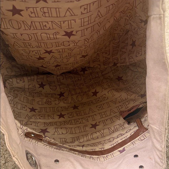 Y2K Juicy Couture Beige Tote with Brown Leather Handles - Picture 8 of 15